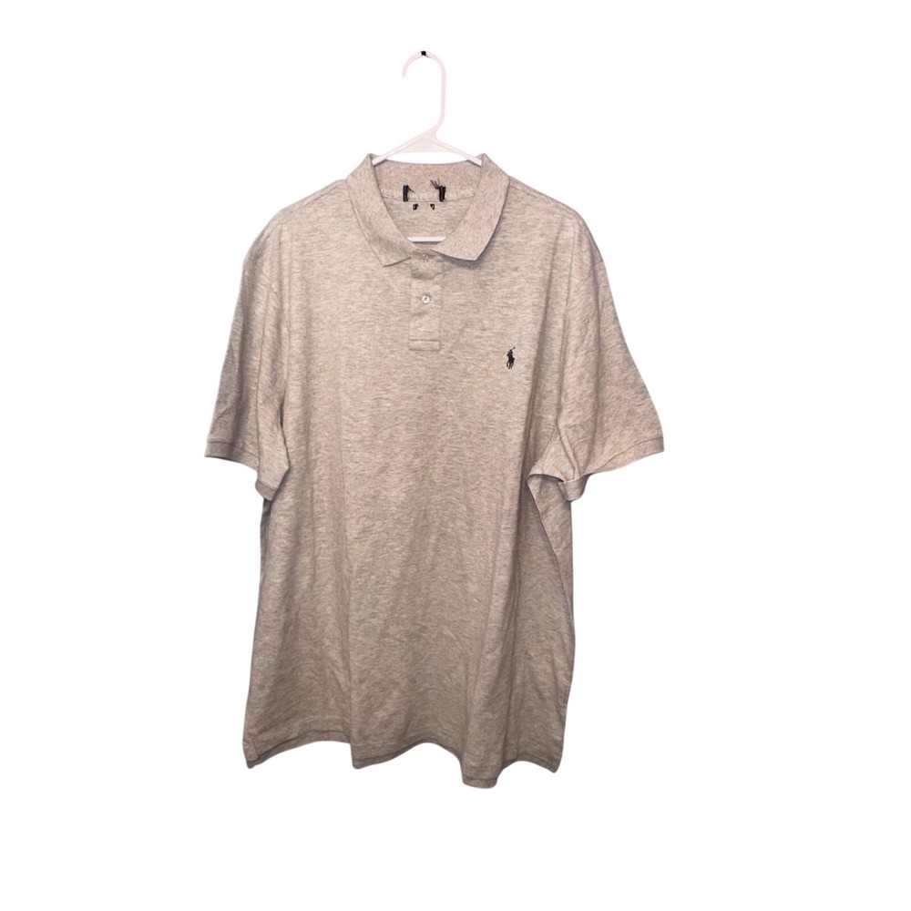 Polo Ralph Lauren Mens XL Heather Gray‎ Short Sleeve Pique Cotton Polo Shirt